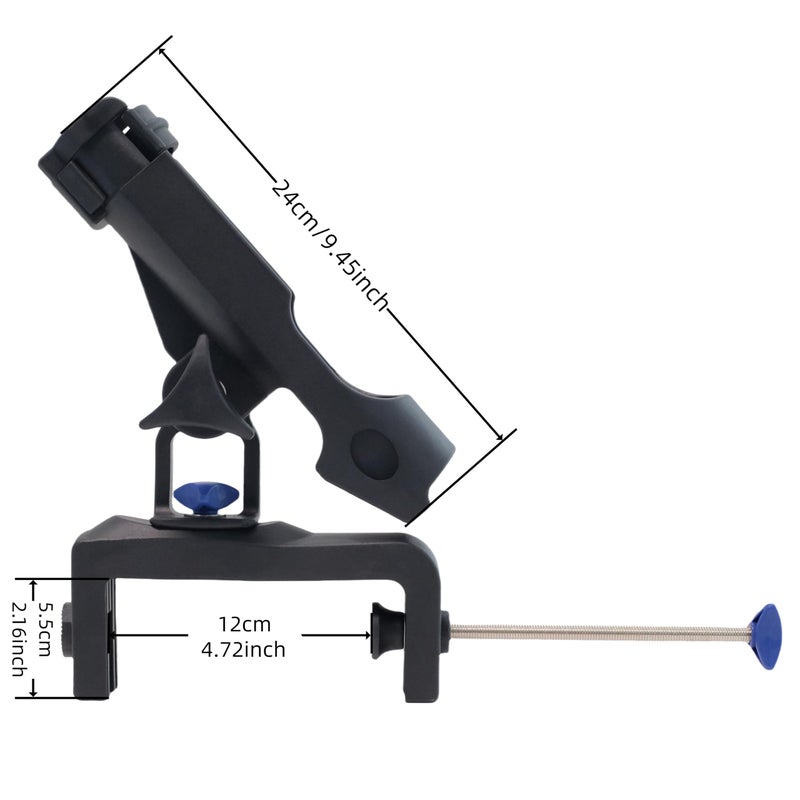 HiUmi Fishing Boat Rods Holder with Large Clamp Opening 360 Degree Adjustable Fishing Rod Racks Folding Holder (RH30-2Pack) - Image 2